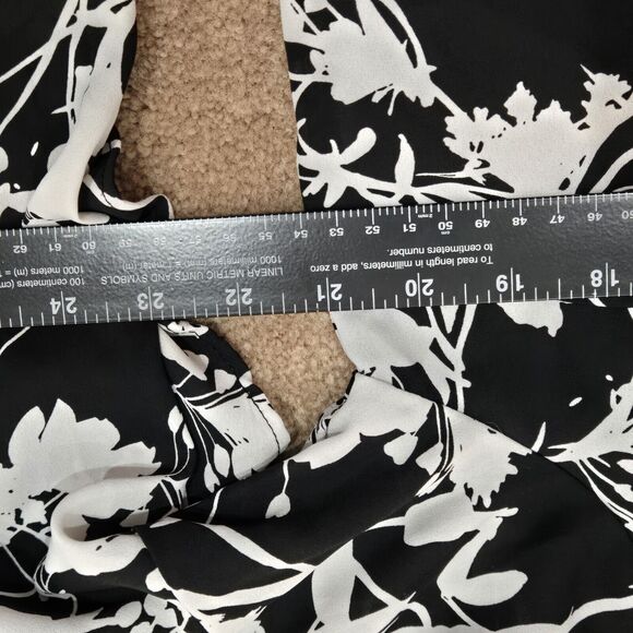 Worthington Womens Dress Black White Floral Lace Up Flutter Sleeve Flowy Large - Picture 7 of 10